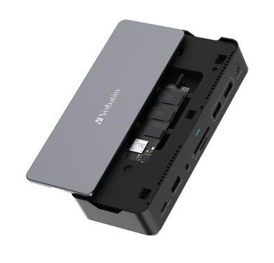 תחנת עגינה מקצועית אוניברסלית 15 ב- 1 כולל מארז לכונן פלאש ורבטים Verbatim 32173 USB-C Pro Docking Station 15-in-1 – SSD Enclosure